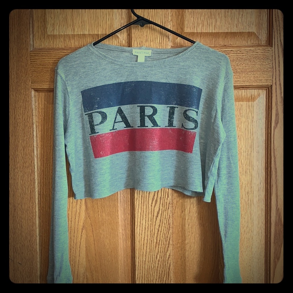 Long Sleeved Cropped Ribbed‎ T-Shirt